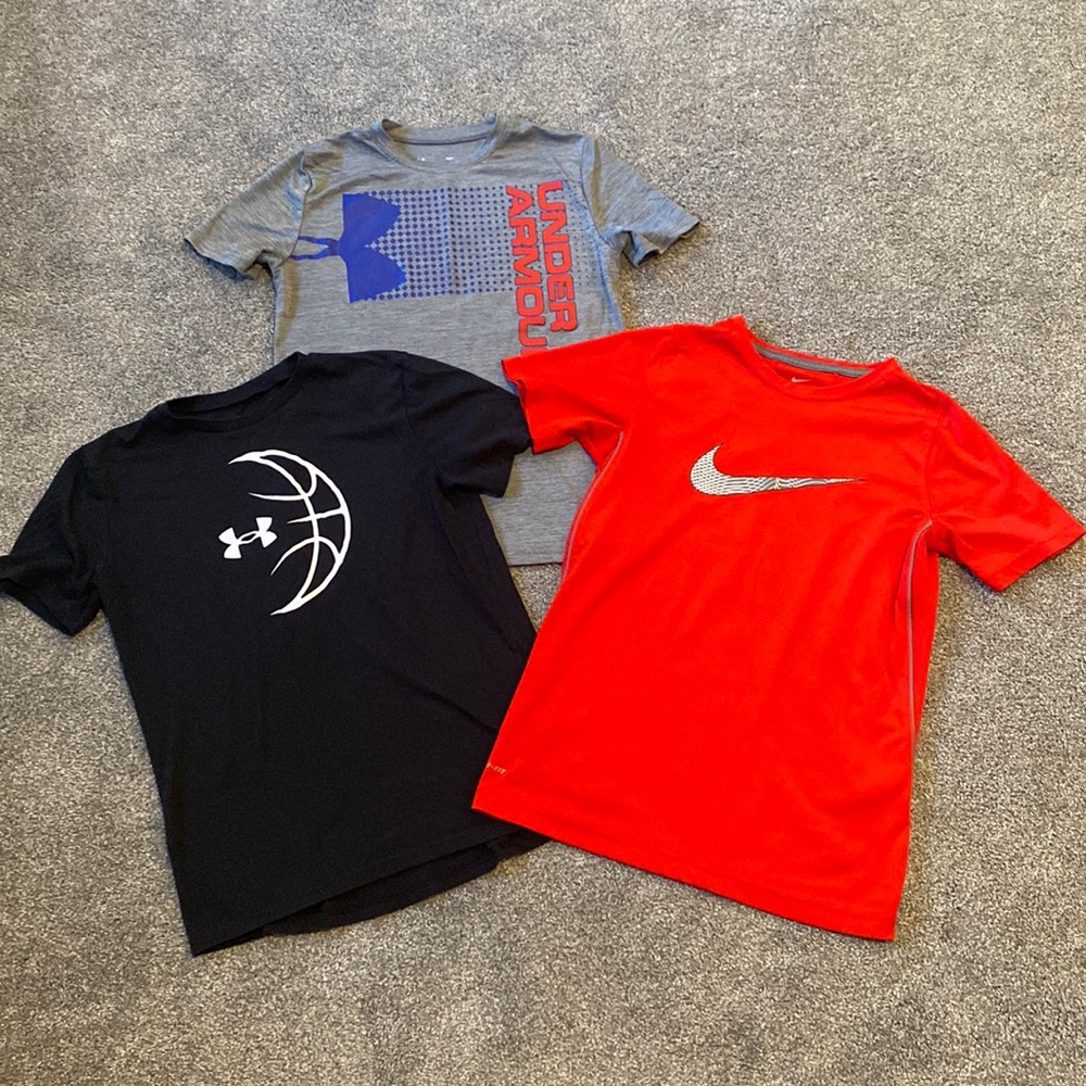 Youth/Boys Size Large Short Sleeve Shirts (Nike and Under Armour)